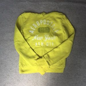 Aeropostale Yellow-Green Lettered Pullover Hoodie